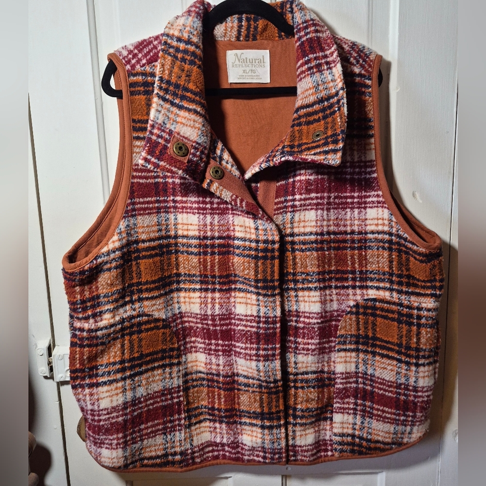 Natural Reflections Lined Plaid Vest XL